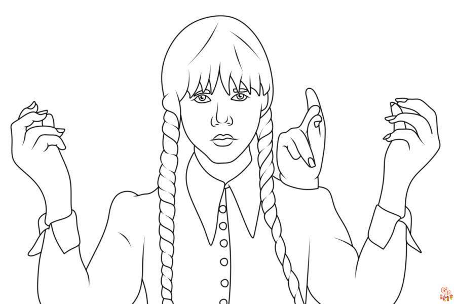 Printable wednesday addams coloring pages