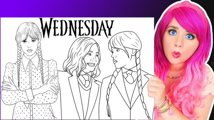 Coloring wednesday and thing wednesday addas netflix coloring page ohuhu art arkers