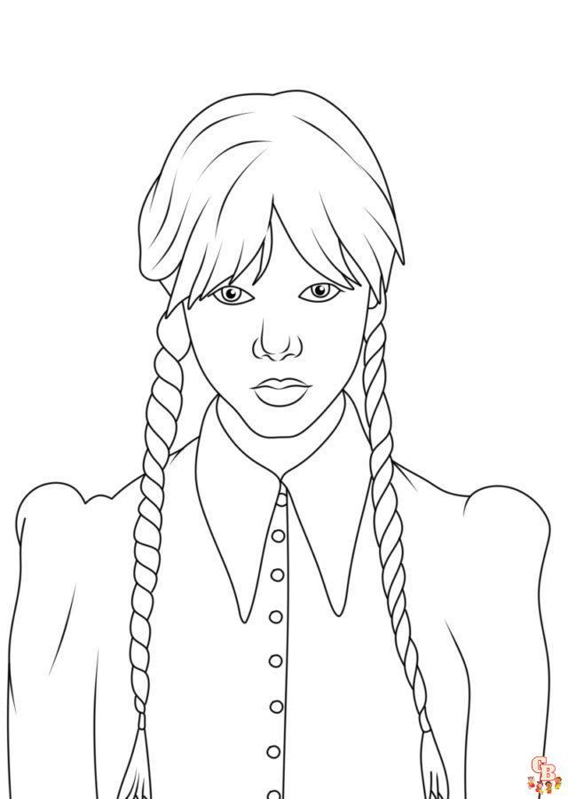 Printable wednesday addams coloring pages