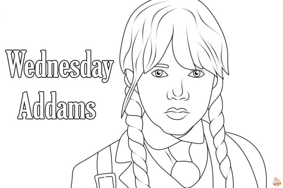 Printable wednesday addams coloring pages