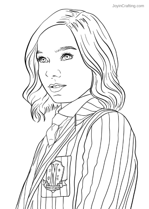 Enid sinclair coloring page wednesday addams netflix