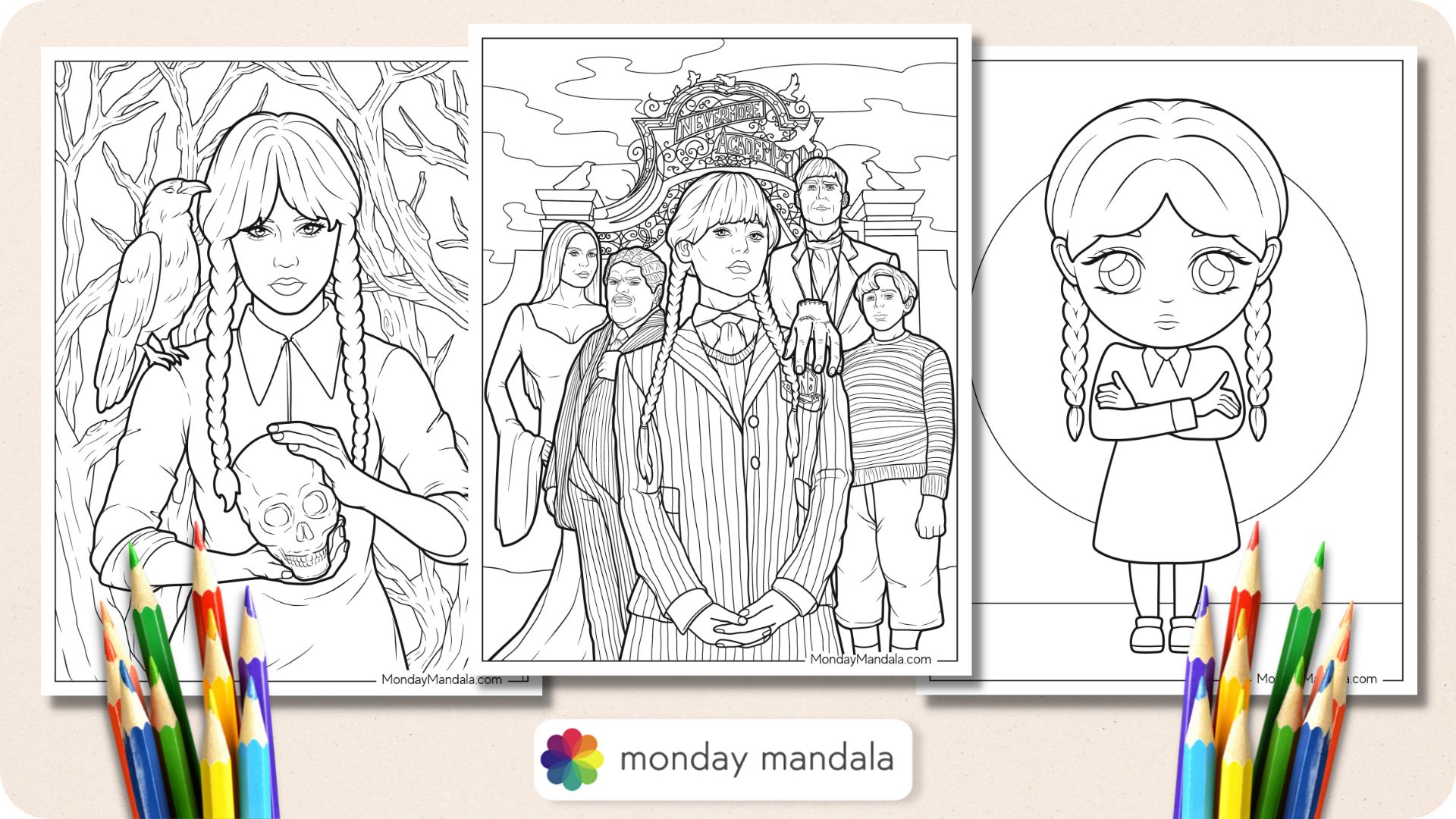 Wednesday coloring pages free pdf printables