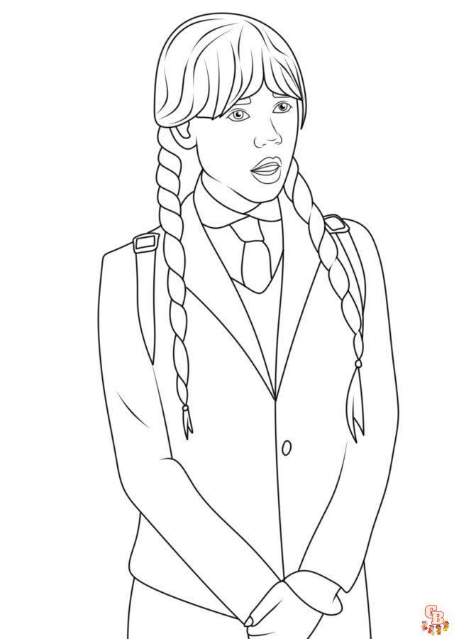 Printable wednesday addams coloring pages