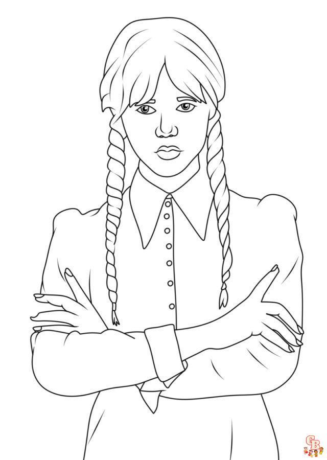 Printable wednesday addams coloring pages