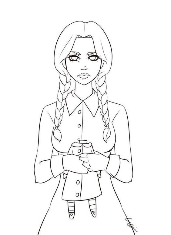 Wednesday addams coloring pages printable for free download