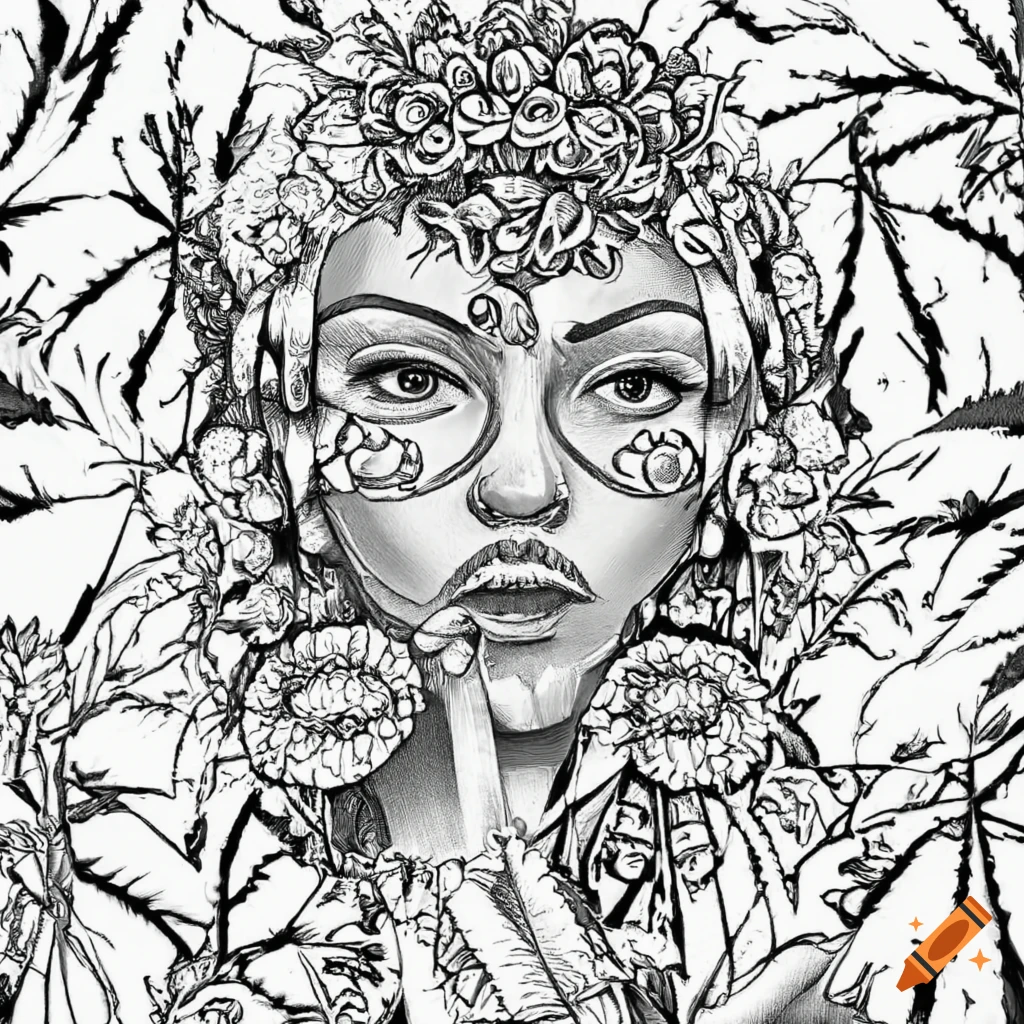 Coloring page with weed