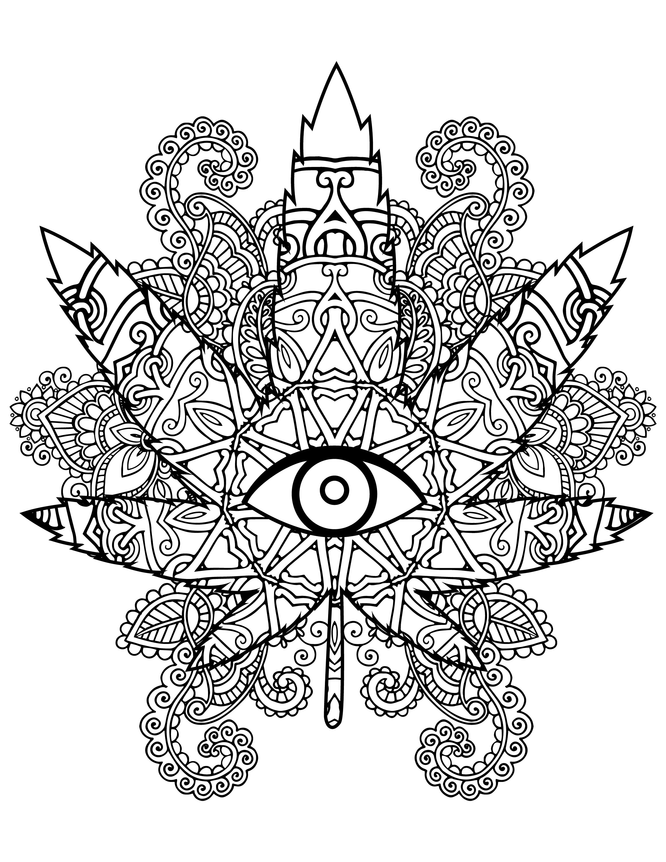 Printable trippy marijuana coloring page digital download stoner weeds cannabiss artwork