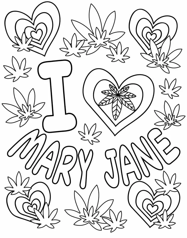 Valentine weed coloring page