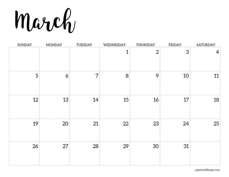 March printable calendar print this horizontal basic black and white caâ free calendar template printable calendar pages free printable calendar templates