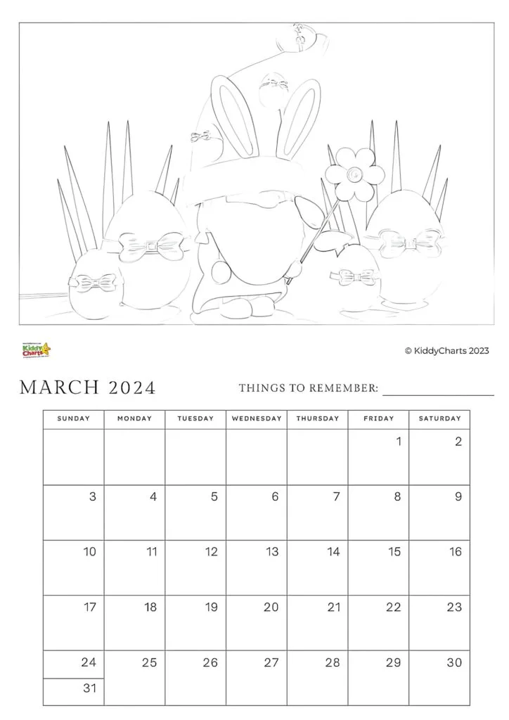 Coloring calendar to print and download today