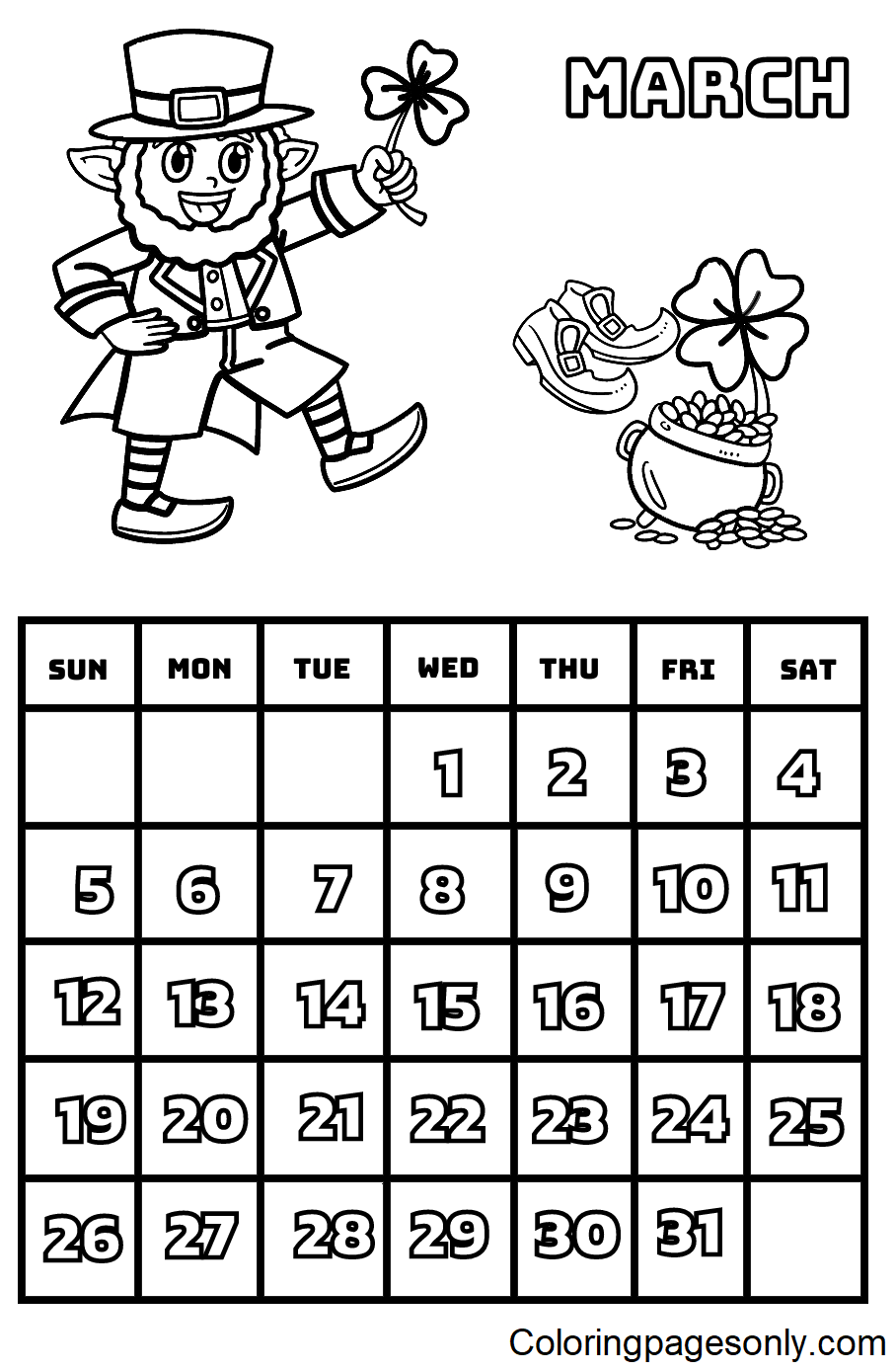 Calendar coloring pages printable for free download