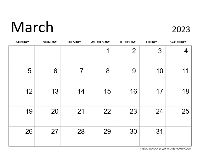 Free printable march calendar best designs