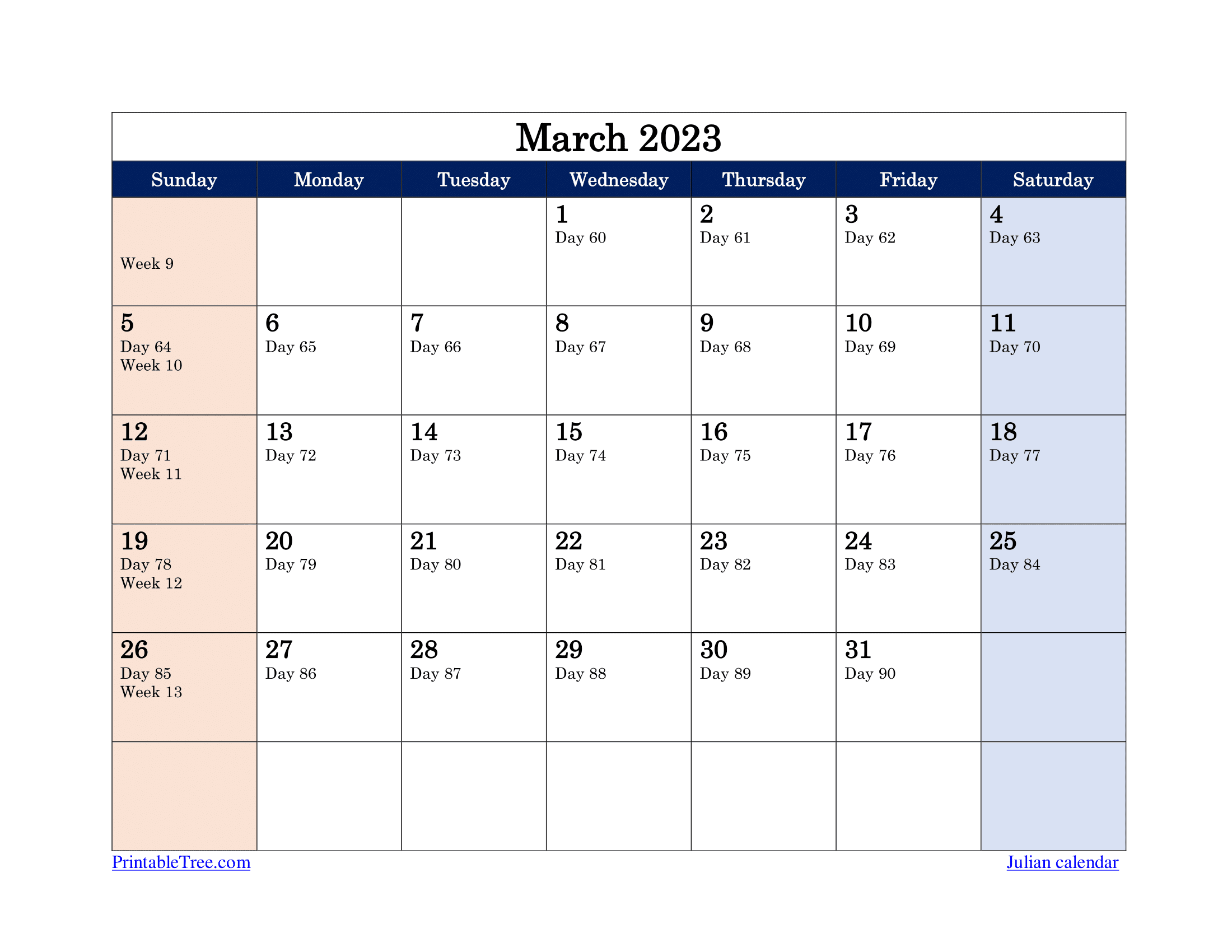 Free printable julian date calendars for and pdf templates