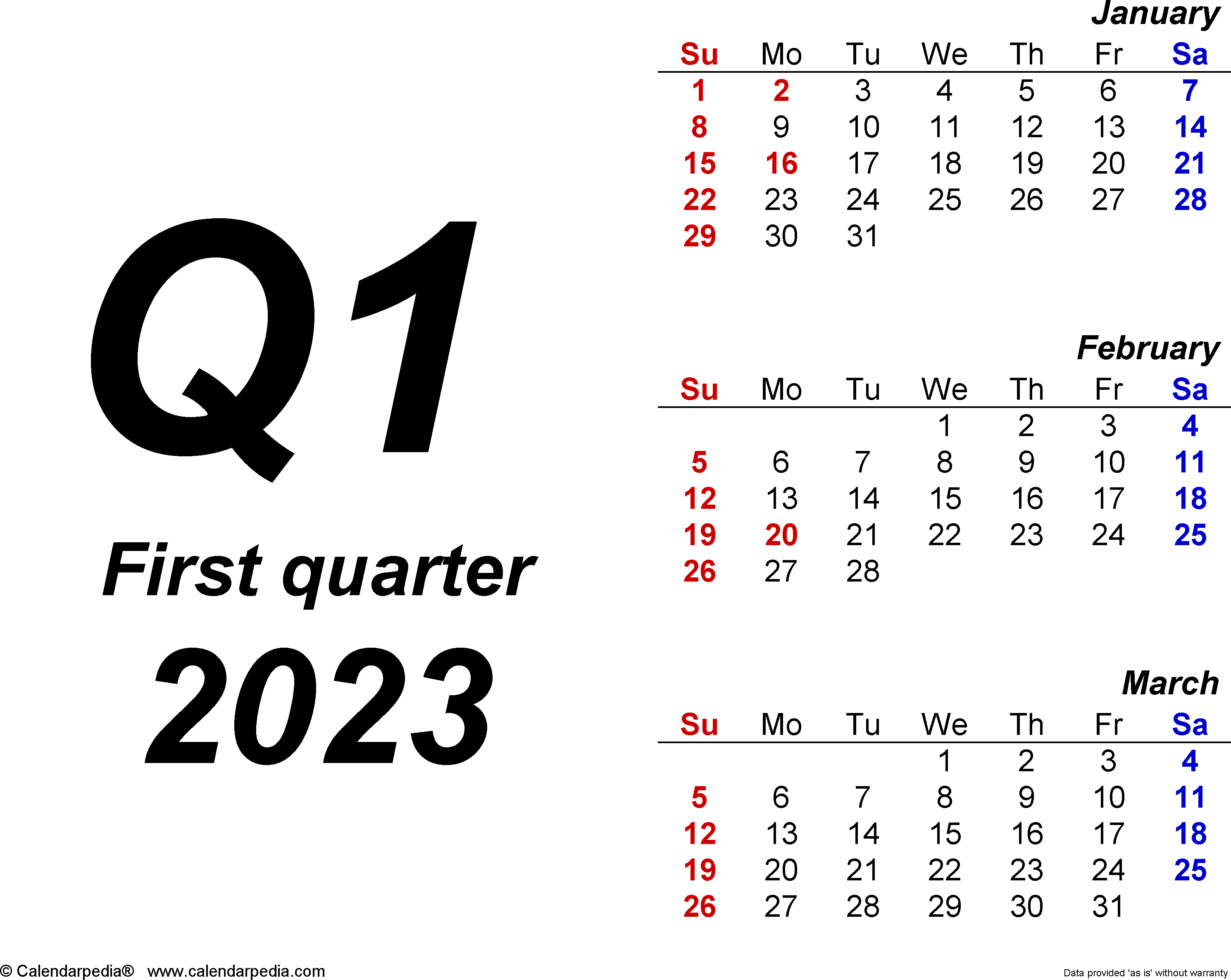 Quarterly calendars