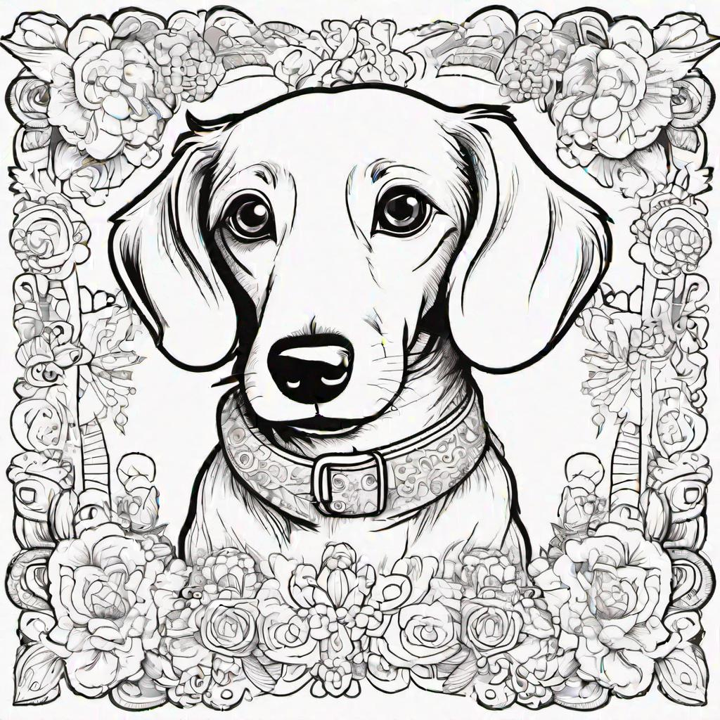 Coloring book template cute dachshund coloring pa