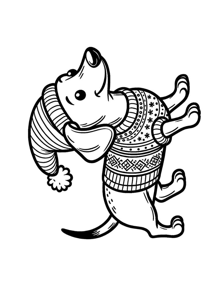 Free christmas dog coloring pages for kids