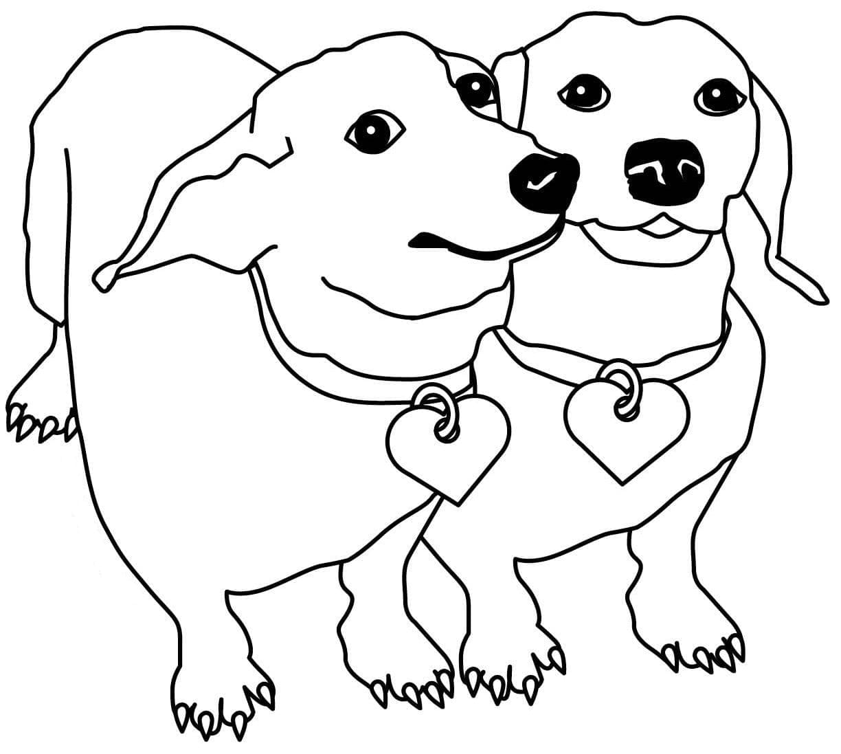 Dachshund dogs coloring page