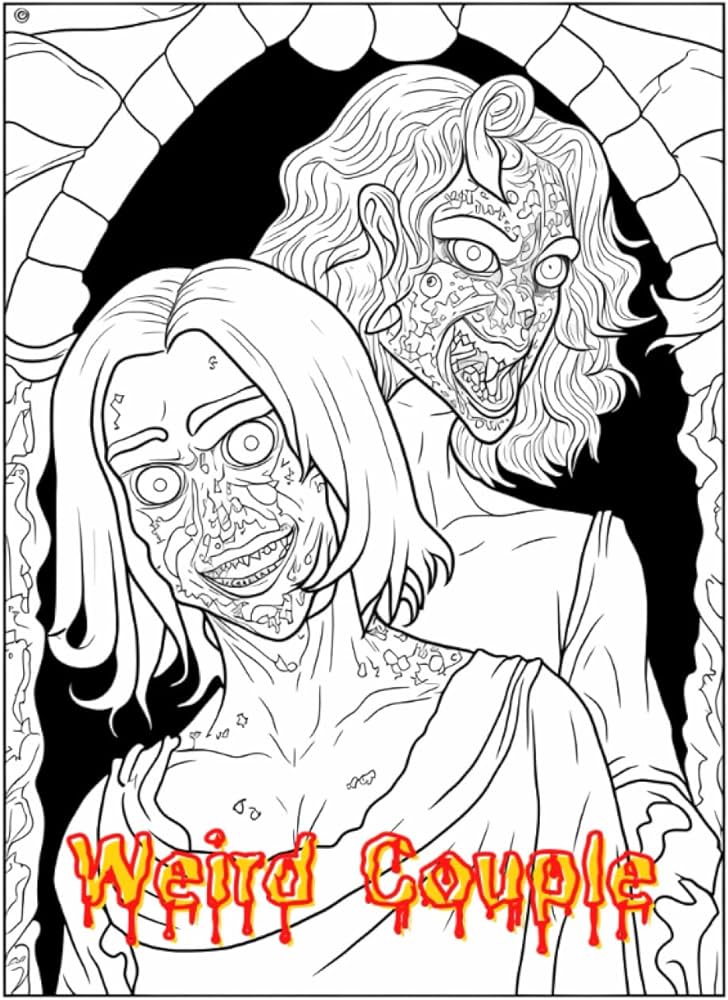 Weird couple coloring book for adults scary and haunting illustrations pagesto explore horror imagination worldsrelaxation stress relief and fun estepp jody c books