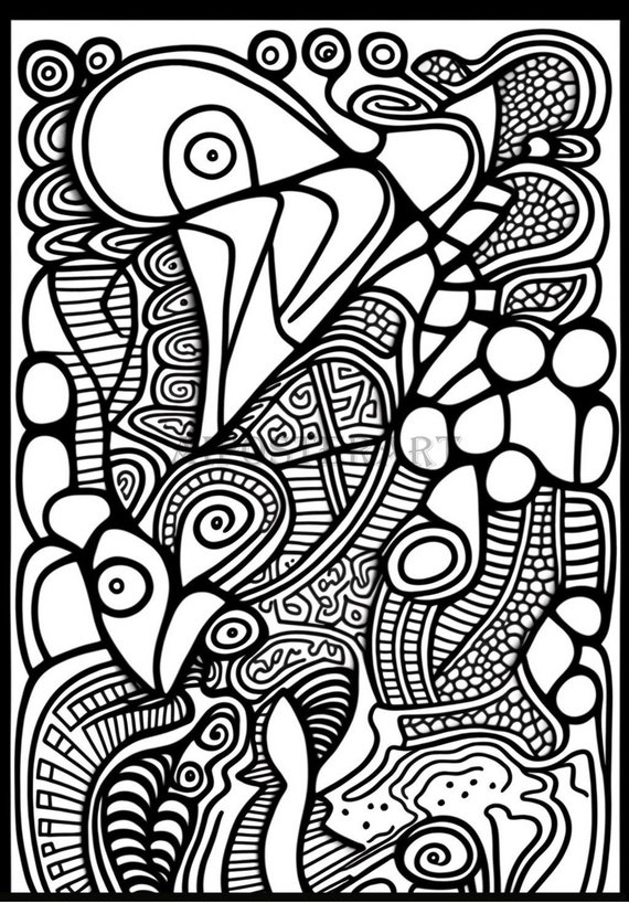 Weird abstract coloring doodle download printable coloring doodle page unusual doodle coloring sheet for adults