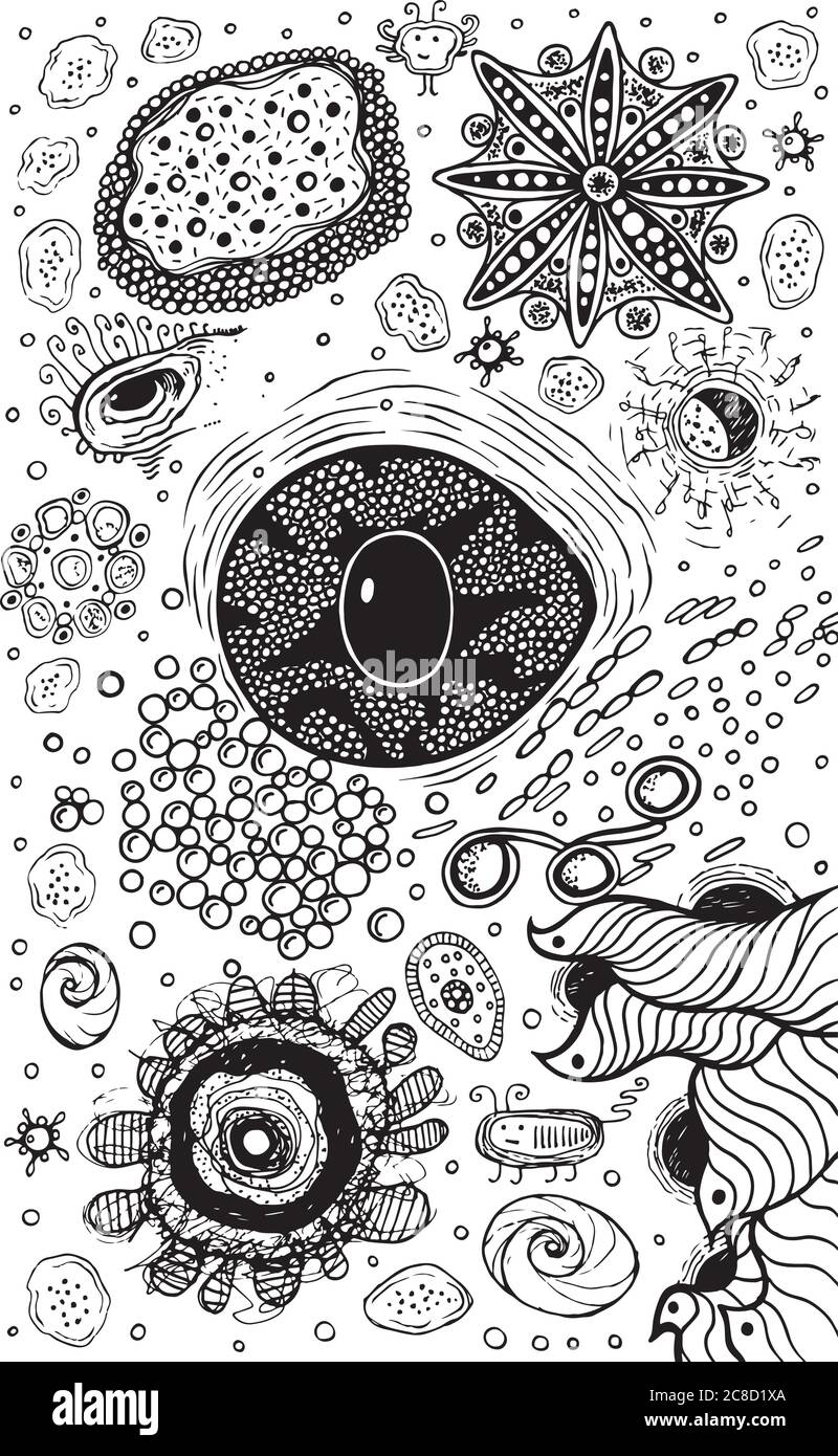 Psychedelic abstract ink abstract sketch with eye surreal weird line drawing for design coloring page for adults vector illustration stock vector image art