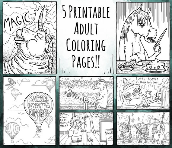 Lets get weird adult coloring pages printable coloring pages instant download pdf set