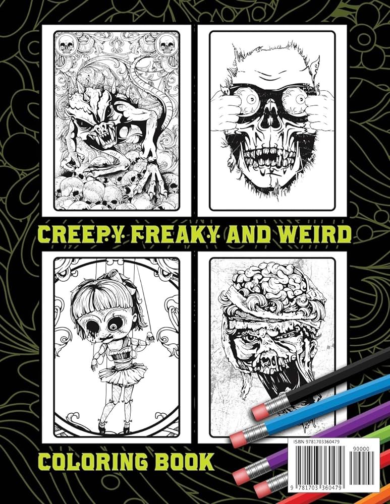 Weird creepy and freaky things coloring book skulls demons and other freak show oddities to color books freakshow coloring books