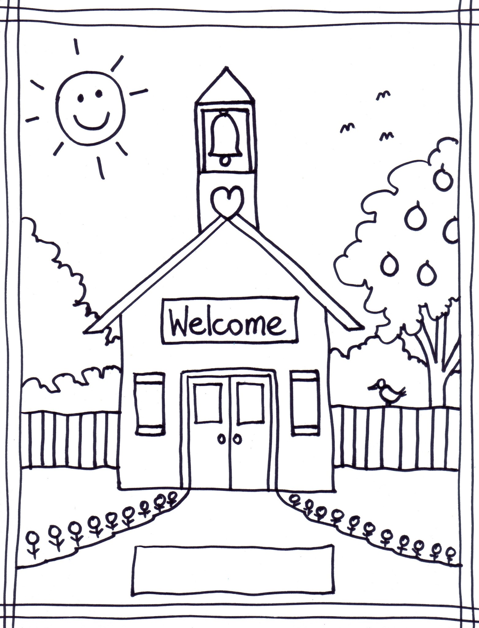 Schoolhouse coloring sheet â stushie art