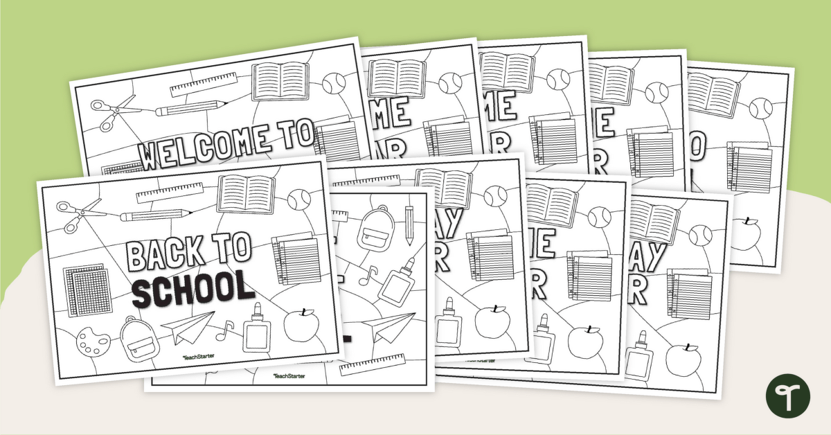 Back to school colouring pages teach starter