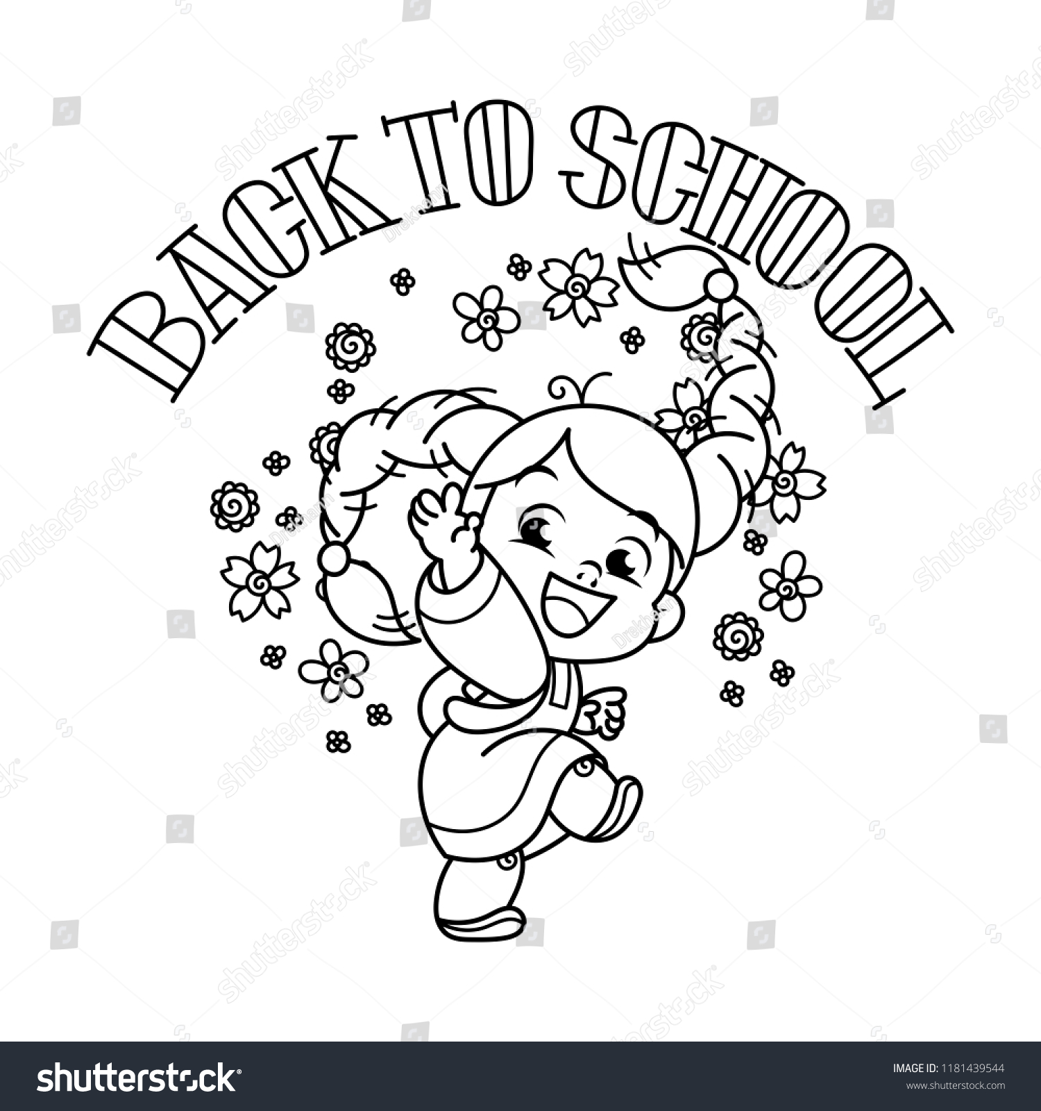 Wele back school cute school kid stock illustration