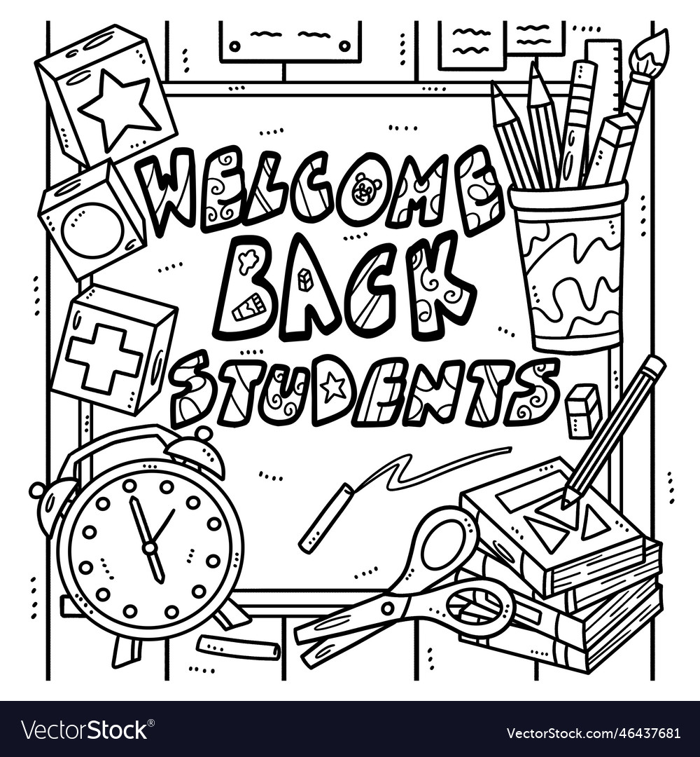 Back to school wele students coloring page vector image