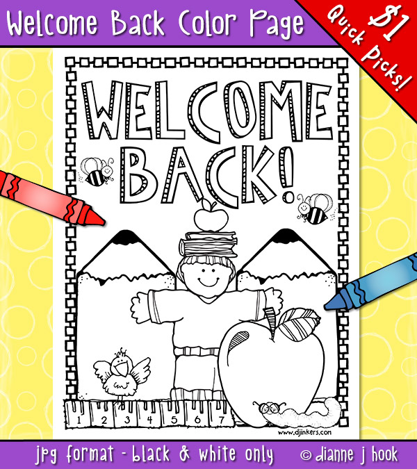 Wele kids back to school with a whimsical coloring page by dj inkers