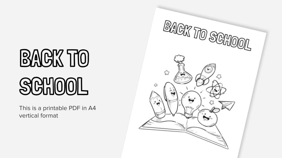 Back to school printable coloring worksheet