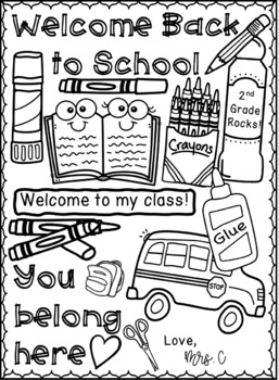 First day of school wele back to school editable coloring sheet