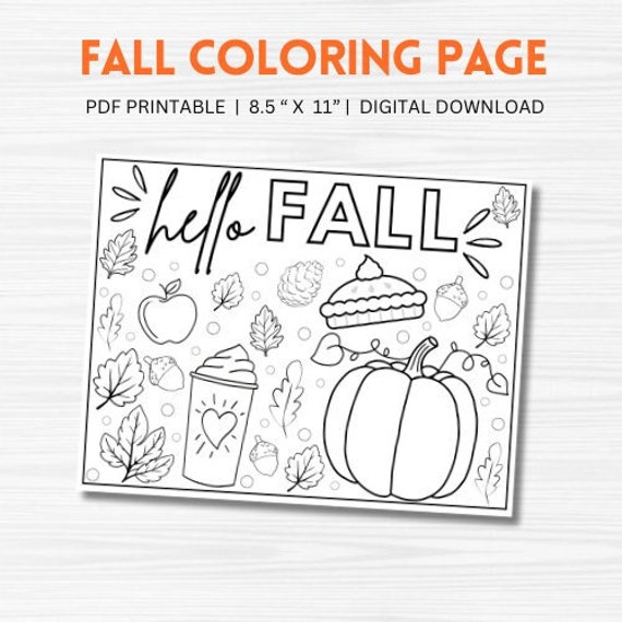 Fall coloring pages autumn coloring pages pumpkin coloring page printable coloring pages instant download x inches