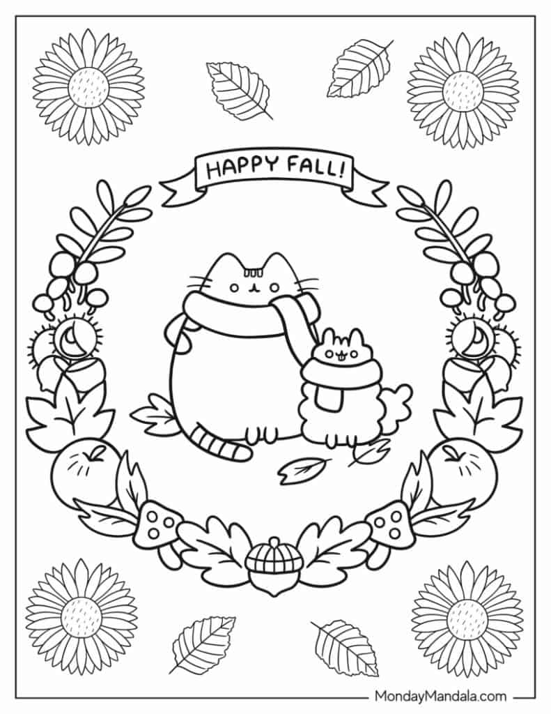 Autumn fall coloring pages free pdf printables