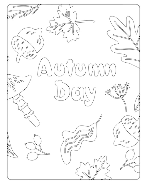 Premium vector autumn coloring pages for kids premium vectors