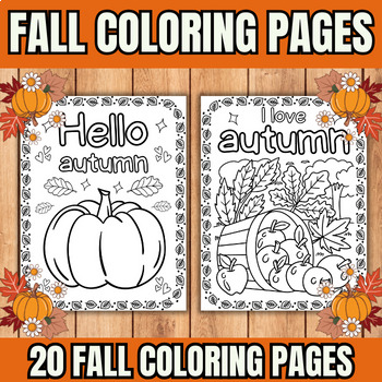 Fall coloring pages autumn coloring for kids flower pumpkin fox owl