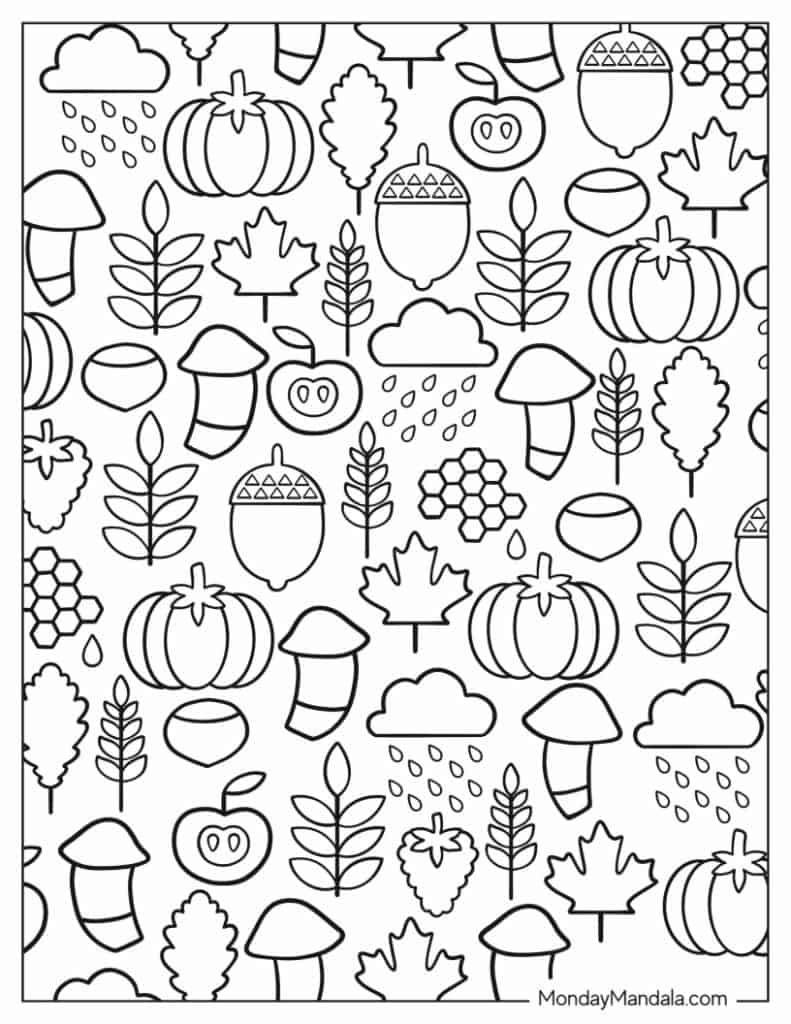 Autumn fall coloring pages free pdf printables