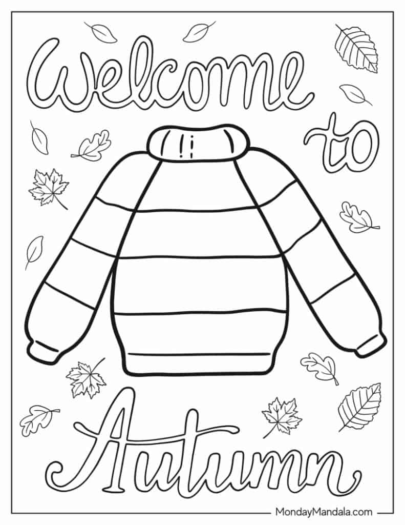 Autumn fall coloring pages free pdf printables