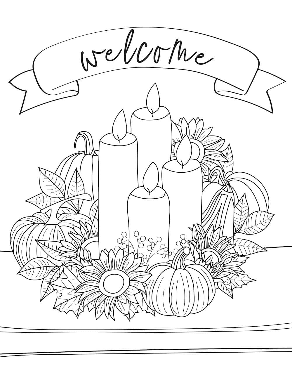 Printable easy fall coloring pages for adults