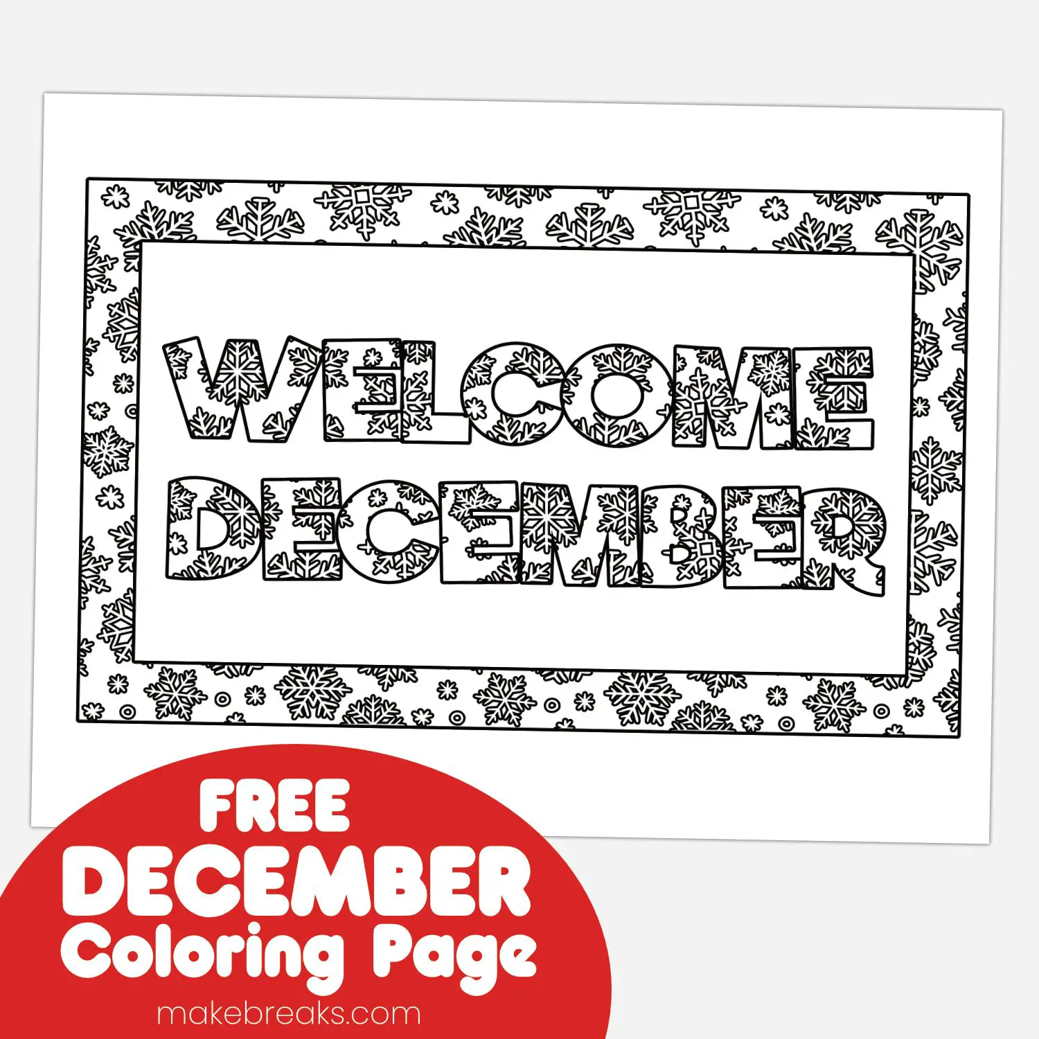 Free wele december coloring page