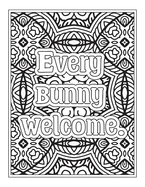 Premium vector easter bunny quotes coloring pages for kdp coloring pages