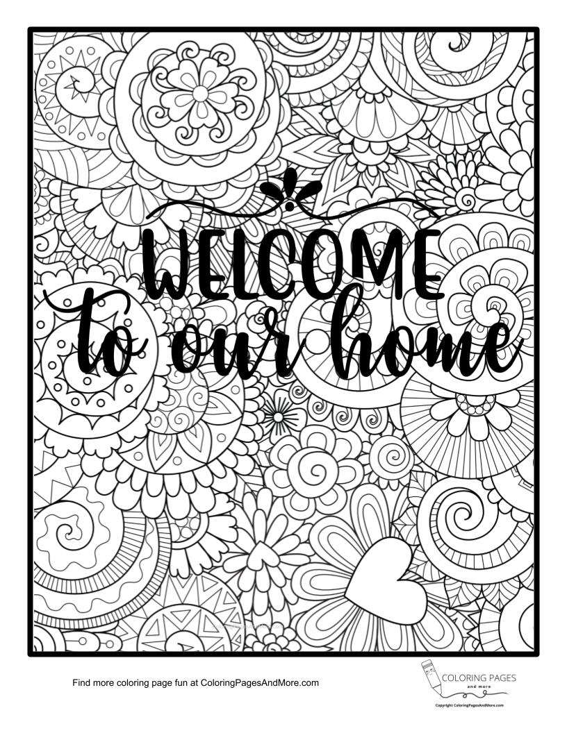 Wele to our home coloring page