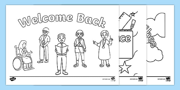 Wele back colouring sheets ks teacher