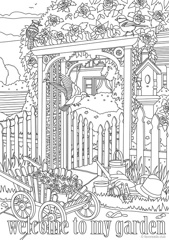 Wele to my garden printable adult coloring page from favoreads coloring book pages for adults coloring sheets coloring designs download now