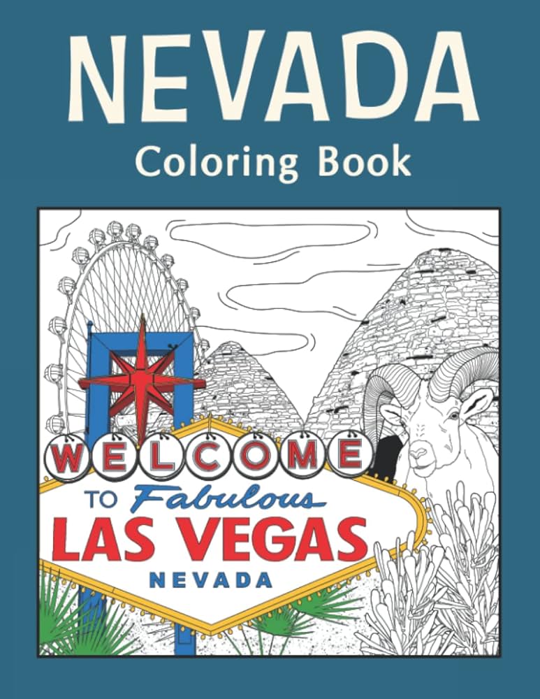 Nevada coloring book adult coloring pages painting on usa states landmarks and iconic funny stress relief pictures gifts for tourist publishing paperland books