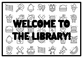 Welcome to the library fourth of july activity patriotic colorg pages worksheet by swati sharma
