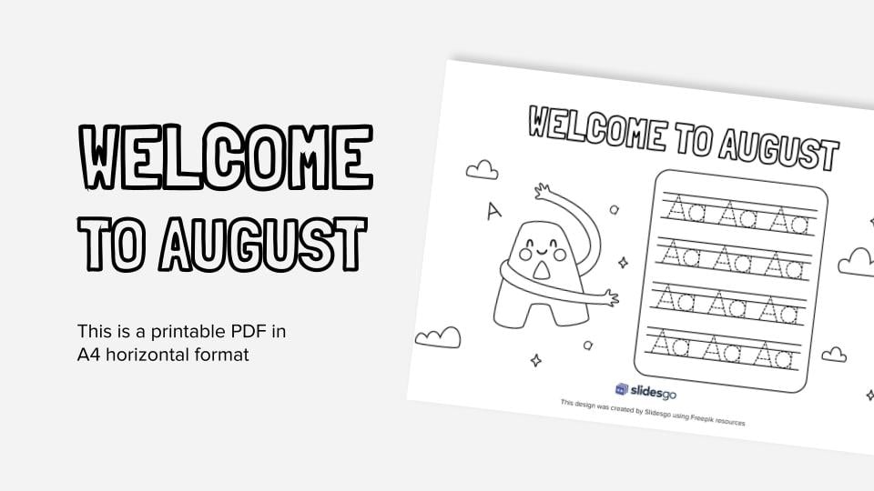 Wele to august printable coloring worksheet