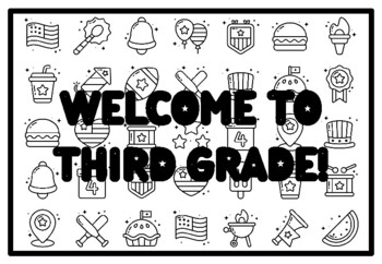 Welcome to third grade fourth of july activity patriotic colorg pages worksheet by swati sharma