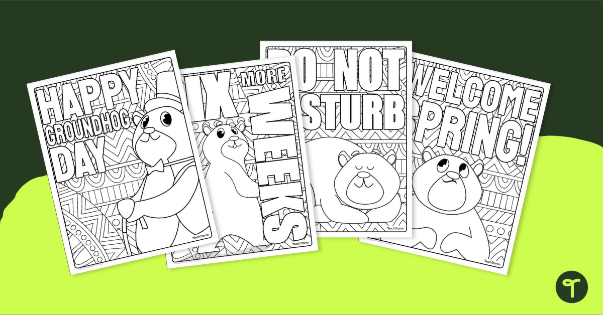 Groundhog day coloring pages teach starter